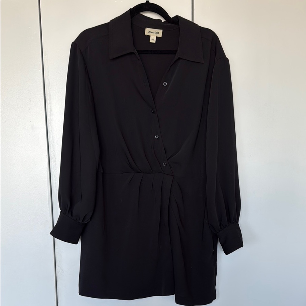 Chic Black Long Sleeve Dress by Green Leaf